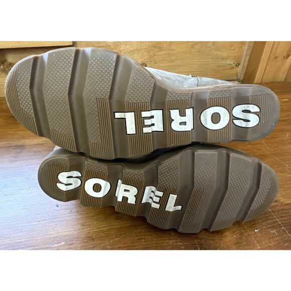 Sorel Joan Uptown 9.5 Waterproof Wedge Bootie Shoe Distressed Khaki Chic City - Picture 8 of 9